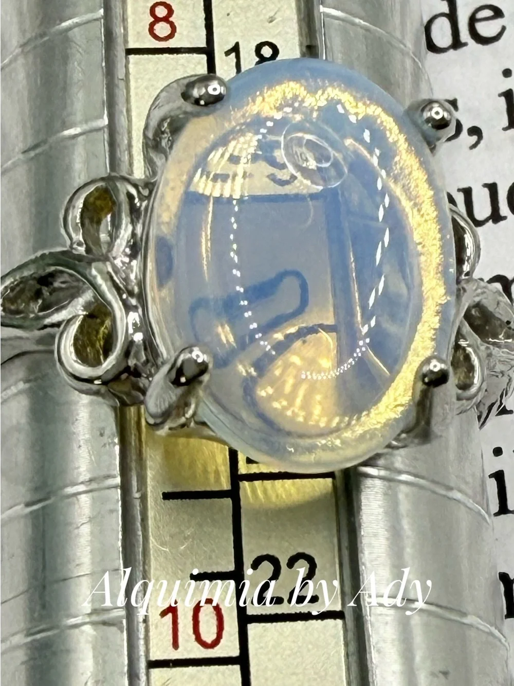 White Moonstone Oval Ring - Elegant Silver Setting